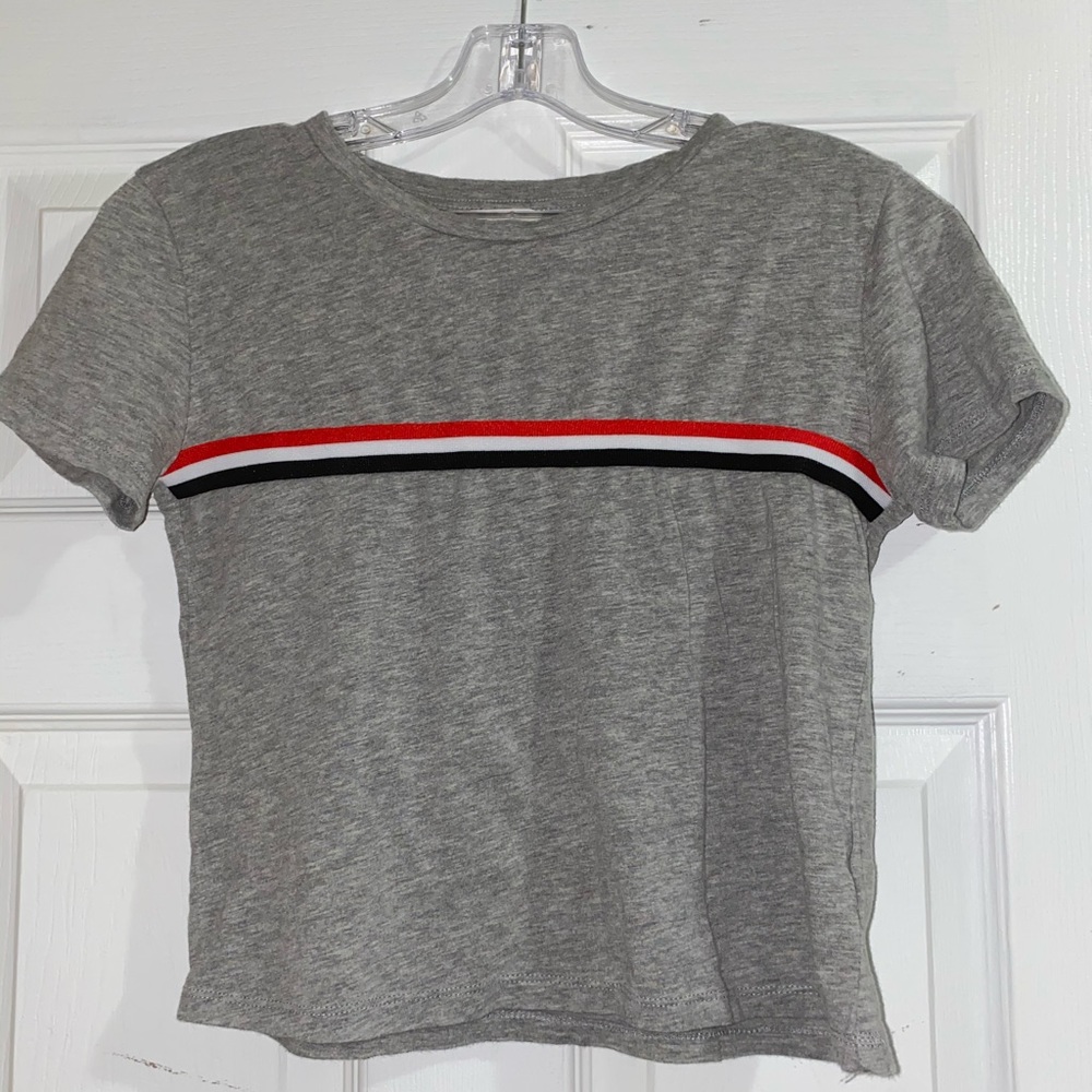 Front pattern line Crop T-shirt